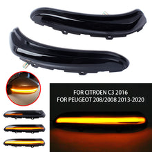Load image into Gallery viewer, 2Pcs Car LED Dynamic Turn Signal Light Flashing Indicator Sequential Blinker Lamps For Peugeot 208 2008 2012-2020 Citroen C3 2016-

