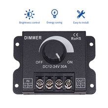 Load image into Gallery viewer, DC12V-24V 30A LED Dimmer Switch 360W Voltage Adjustable Regulator Controller For LED Strip Light Lamp Dimming Dimmers
