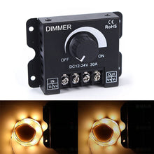 Load image into Gallery viewer, DC12V-24V 30A LED Dimmer Switch 360W Voltage Adjustable Regulator Controller For LED Strip Light Lamp Dimming Dimmers
