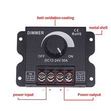 Load image into Gallery viewer, DC12V-24V 30A LED Dimmer Switch 360W Voltage Adjustable Regulator Controller For LED Strip Light Lamp Dimming Dimmers
