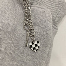 Load image into Gallery viewer, Checkerboard Necklace Bracelet Versatile Alloy Heart-shaped Pendant Bracelet Necklace Clavicular Chain Hand Jewelry
