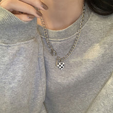Load image into Gallery viewer, Checkerboard Necklace Bracelet Versatile Alloy Heart-shaped Pendant Bracelet Necklace Clavicular Chain Hand Jewelry
