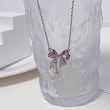 Load image into Gallery viewer, Pink Zircon Bowknot Necklace Simple Temperamental Alloy Necklace Clavicle Chain Women Jewelry Accessory
