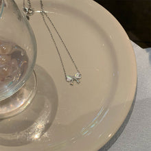 Load image into Gallery viewer, Opal Bowknot Necklace Versatile Alloy Bowknot Pendant Necklace Clavicle Chain Jewelry Accessory for Women
