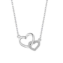 Load image into Gallery viewer, Double Heart-shaped Interlocking Necklace Diamond Heart Pendant Alloy Necklace Clavicle Chain Exquisite Jewelry for Women
