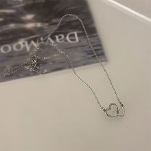 Load image into Gallery viewer, Double Heart-shaped Interlocking Necklace Diamond Heart Pendant Alloy Necklace Clavicle Chain Exquisite Jewelry for Women
