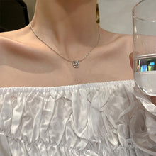 Load image into Gallery viewer, Geometric Ring Zircon Necklace Simple Temperamental Alloy Necklace Clavicle Chain Jewelry Accessory for Women
