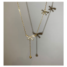 Load image into Gallery viewer, Diamond Bowknot Necklace Niche Versatile Alloy Bowknot Tassel Necklace Clavicle Chain Women Jewelry Accessory
