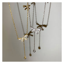 Load image into Gallery viewer, Diamond Bowknot Necklace Niche Versatile Alloy Bowknot Tassel Necklace Clavicle Chain Women Jewelry Accessory
