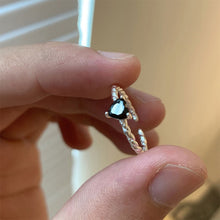 Load image into Gallery viewer, Black Zircon Heart Shaped Ring Fashionable Personalized Opening Adjustable Alloy Ring Jewelry Accessory
