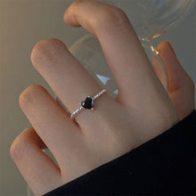 Load image into Gallery viewer, Black Zircon Heart Shaped Ring Fashionable Personalized Opening Adjustable Alloy Ring Jewelry Accessory
