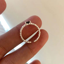 Load image into Gallery viewer, Black Zircon Heart Shaped Ring Fashionable Personalized Opening Adjustable Alloy Ring Jewelry Accessory
