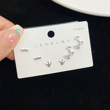 Load image into Gallery viewer, 3pairs/set Simple Silver Earrings Flower Star Animal Earrings Versatile Alloy Earrings Ear Studs Women Jewelry
