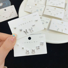 Load image into Gallery viewer, 3pairs/set Simple Silver Earrings Flower Star Animal Earrings Versatile Alloy Earrings Ear Studs Women Jewelry
