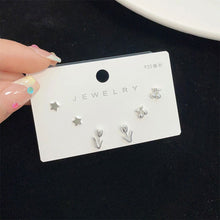 Load image into Gallery viewer, 3pairs/set Simple Silver Earrings Flower Star Animal Earrings Versatile Alloy Earrings Ear Studs Women Jewelry
