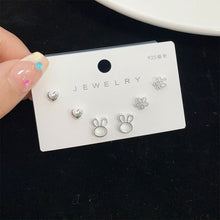 Load image into Gallery viewer, 3pairs/set Simple Silver Earrings Flower Star Animal Earrings Versatile Alloy Earrings Ear Studs Women Jewelry
