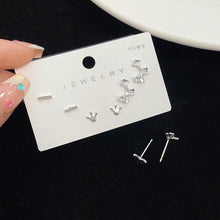 Load image into Gallery viewer, 3pairs/set Simple Silver Earrings Flower Star Animal Earrings Versatile Alloy Earrings Ear Studs Women Jewelry
