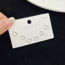 Load image into Gallery viewer, 3pairs/set Simple Silver Earrings Flower Star Animal Earrings Versatile Alloy Earrings Ear Studs Women Jewelry
