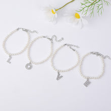 Load image into Gallery viewer, Fashionable Simple Pearl Bracelet Letter Pendant Pearl Beaded Bracelet Women Hand Jewelry Accessory
