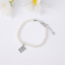Load image into Gallery viewer, Fashionable Simple Pearl Bracelet Letter Pendant Pearl Beaded Bracelet Women Hand Jewelry Accessory
