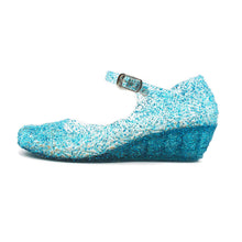 Load image into Gallery viewer, Girls Princess Shoes PVC High Heels Glass Shoes Solid Color Hollow Flowers Festival Party Dance Shoes Summer Jelly Sandals
