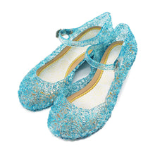 Load image into Gallery viewer, Girls Princess Shoes PVC High Heels Glass Shoes Solid Color Hollow Flowers Festival Party Dance Shoes Summer Jelly Sandals
