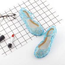 Load image into Gallery viewer, Girls Princess Shoes PVC High Heels Glass Shoes Solid Color Hollow Flowers Festival Party Dance Shoes Summer Jelly Sandals
