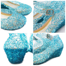 Load image into Gallery viewer, Girls Princess Shoes PVC High Heels Glass Shoes Solid Color Hollow Flowers Festival Party Dance Shoes Summer Jelly Sandals
