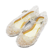 Load image into Gallery viewer, Girls Princess Shoes PVC High Heels Glass Shoes Solid Color Hollow Flowers Festival Party Dance Shoes Summer Jelly Sandals
