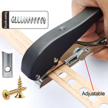 Load image into Gallery viewer, 6/8/10MM Edge Banding Punch Hand Strong Round Hole Flat Bevel Punch Woodworking Pliers Paper PVC Membership Card Puncher
