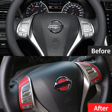 Load image into Gallery viewer, Car Carbon Fiber Steering Wheel Decoration Trim Stickers for Nissan X-trail Xtrail T32 Qashqai J11 Teana J33
