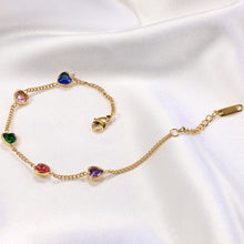 Load image into Gallery viewer, Fashion Mini Heart-shaped Colored Zircon Bracelet Love Heart Gold Silver Bracelet Summer Versatile Women Jewelry
