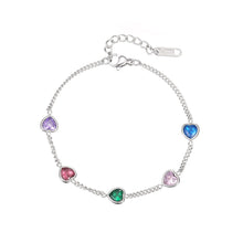 Load image into Gallery viewer, Fashion Mini Heart-shaped Colored Zircon Bracelet Love Heart Gold Silver Bracelet Summer Versatile Women Jewelry
