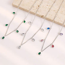 Load image into Gallery viewer, Creative Women Colorful Water Drop Zircon Pendant Simple Stainless Steel Necklace Women Jewelry Accessories
