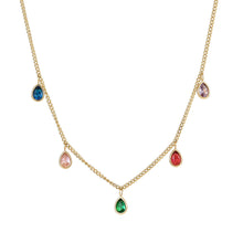 Load image into Gallery viewer, Creative Women Colorful Water Drop Zircon Pendant Simple Stainless Steel Necklace Women Jewelry Accessories
