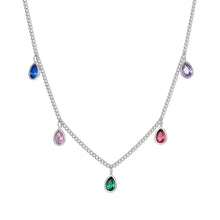 Load image into Gallery viewer, Creative Women Colorful Water Drop Zircon Pendant Simple Stainless Steel Necklace Women Jewelry Accessories
