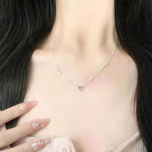 Load image into Gallery viewer, Heart Pendant Necklace Fashion Creative Pearl Chain Pink Splicing Necklace Clavicle Chain Jewelry Accessory
