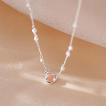 Load image into Gallery viewer, Heart Pendant Necklace Fashion Creative Pearl Chain Pink Splicing Necklace Clavicle Chain Jewelry Accessory
