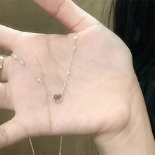 Load image into Gallery viewer, Heart Pendant Necklace Fashion Creative Pearl Chain Pink Splicing Necklace Clavicle Chain Jewelry Accessory

