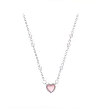 Load image into Gallery viewer, Heart Pendant Necklace Fashion Creative Pearl Chain Pink Splicing Necklace Clavicle Chain Jewelry Accessory
