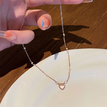 Load image into Gallery viewer, Heart Pendant Necklace Fashion Creative Pearl Chain Pink Splicing Necklace Clavicle Chain Jewelry Accessory
