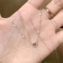 Load image into Gallery viewer, Heart Pendant Necklace Fashion Creative Pearl Chain Pink Splicing Necklace Clavicle Chain Jewelry Accessory
