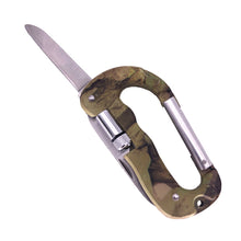 Load image into Gallery viewer, Outdoor 5-IN-1 EDC Quick Mount Mountaineering Buckle Multi-Function Knife Serrated LED Lighting Tactical Camo Camping Tool
