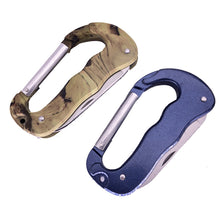 Load image into Gallery viewer, Outdoor 5-IN-1 EDC Quick Mount Mountaineering Buckle Multi-Function Knife Serrated LED Lighting Tactical Camo Camping Tool
