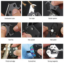 Load image into Gallery viewer, 14 In 1 Multifunctional Hexagonal Coin Knife Detachable Wrench Driver Outdoor Camping EDC Pocket Survival Tool With Key Chain
