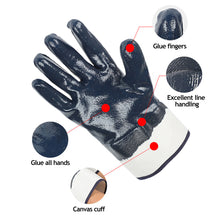 Load image into Gallery viewer, Rubber Impregnated Wear-Resistant Oil-Resistant Waterproof Non-Slip Gloves Full Hand Nitrile Rubber Canvas Cuffs Machined Construction Site Thick Protective Gloves
