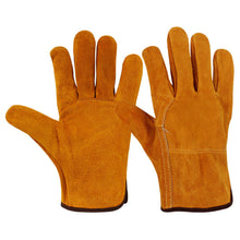 Load image into Gallery viewer, Short Electric Welding Cowhide Protective Gloves Heat Insulation Anti-Hot Wear Resistant Machinery Shipyard Retro Labor Protection Gloves Outdoor Work Protective Equipment
