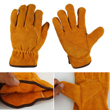 Load image into Gallery viewer, Short Electric Welding Cowhide Protective Gloves Heat Insulation Anti-Hot Wear Resistant Machinery Shipyard Retro Labor Protection Gloves Outdoor Work Protective Equipment
