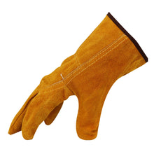 Load image into Gallery viewer, Short Electric Welding Cowhide Protective Gloves Heat Insulation Anti-Hot Wear Resistant Machinery Shipyard Retro Labor Protection Gloves Outdoor Work Protective Equipment
