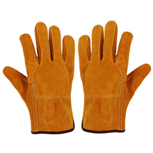 Load image into Gallery viewer, Short Electric Welding Cowhide Protective Gloves Heat Insulation Anti-Hot Wear Resistant Machinery Shipyard Retro Labor Protection Gloves Outdoor Work Protective Equipment
